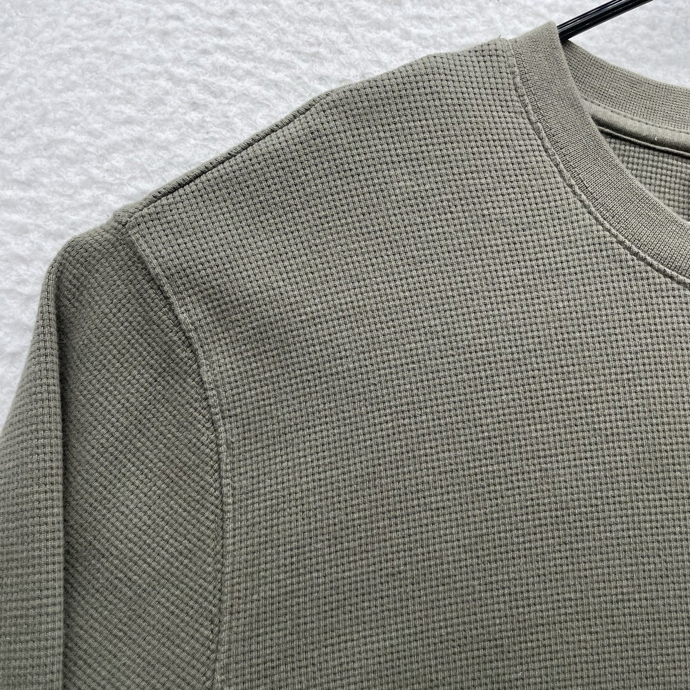 Iron And Resin Sweater Mens XL X-Large Army Green Waffle Knit Thermal Pullover - Picture 3 of 10